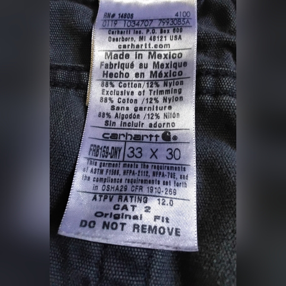 Carhartt FR Flame-Resistant Canvas Work Pants (CAT 2) 33x30 - Picture 7 of 8